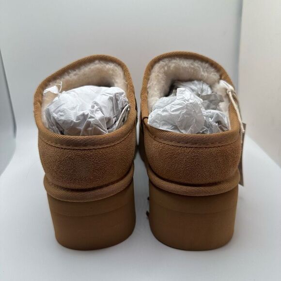 CUSHIONAIRE Women's Genuine Suede Cozy Mule Platform +Memory Foam 8.5 CHESTNUT - Picture 4 of 7